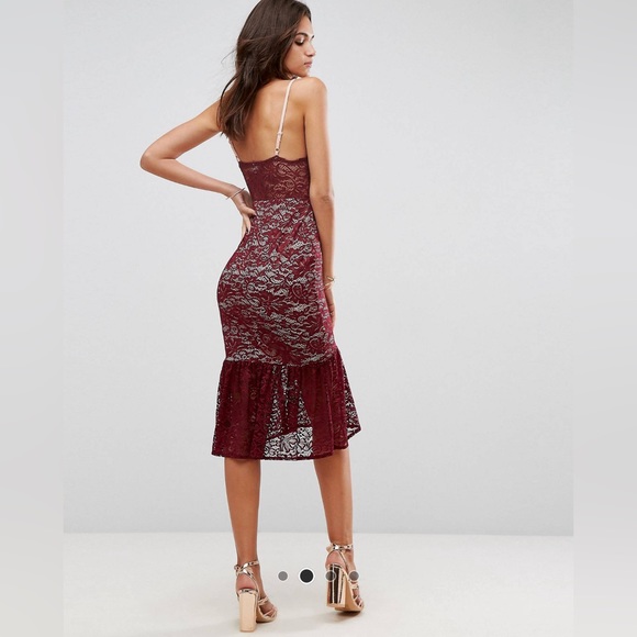 ASOS - Lace Plunge Pephem Midi Dress - NWT (size 4) - Picture 5 of 6